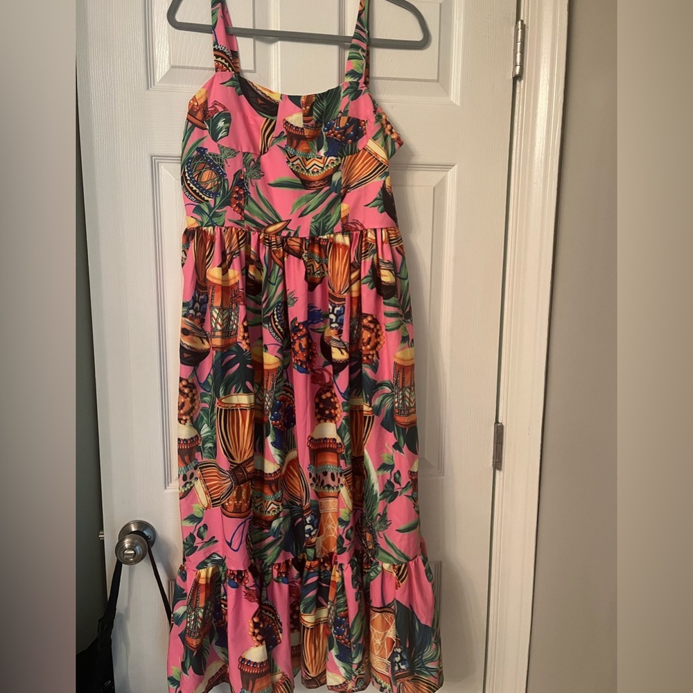 Super cute pink floral dress with straps.